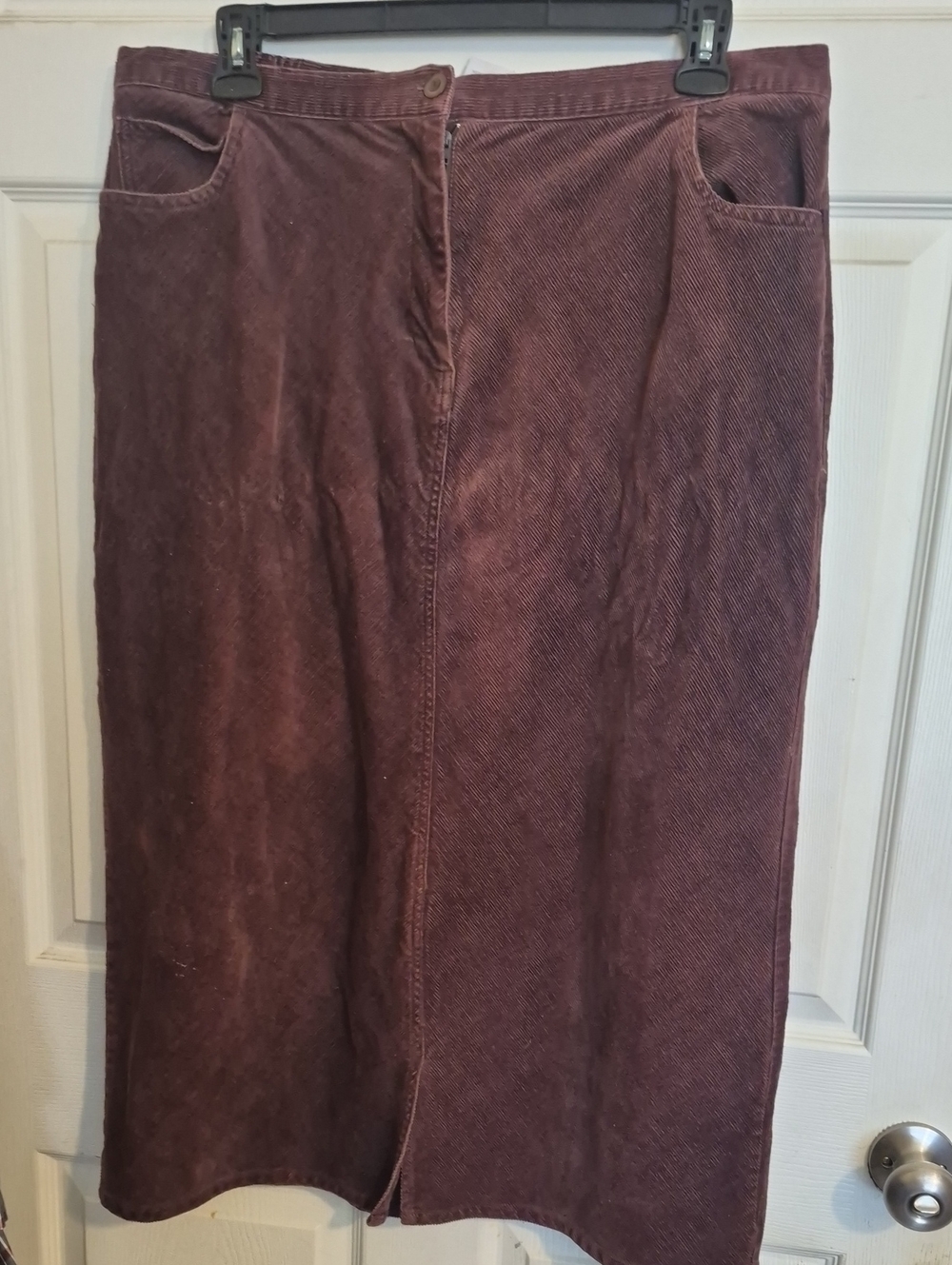 Blair Corduroy Midi Skirt in Chocolate Brown